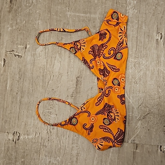 💕A.L.C.💕 Cleo Scoop Bikini Top ~ Orange Multi-Color Paisley Print XL NWT - Picture 4 of 10